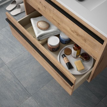 Armoire de toilette murale Ador60 chêne ostippo avec lavabo 2 tiroirs 60x45x54h