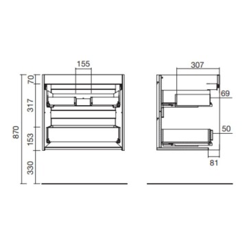 Armoire de toilette murale Ador60 chêne ostippo avec lavabo 2 tiroirs 60x45x54h