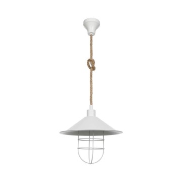 Plafonnier Bulut ASZ0631 métal blanc et corde de jute